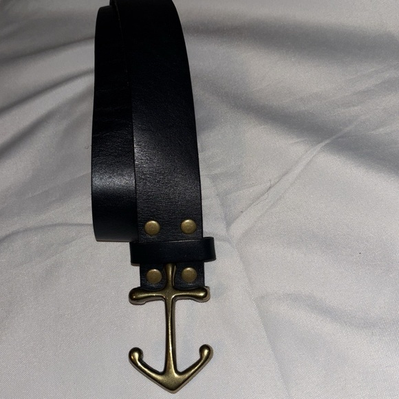 Navy Blue Genuine Leather Ship Anchor Buckle Belt Nautical XS main image 2